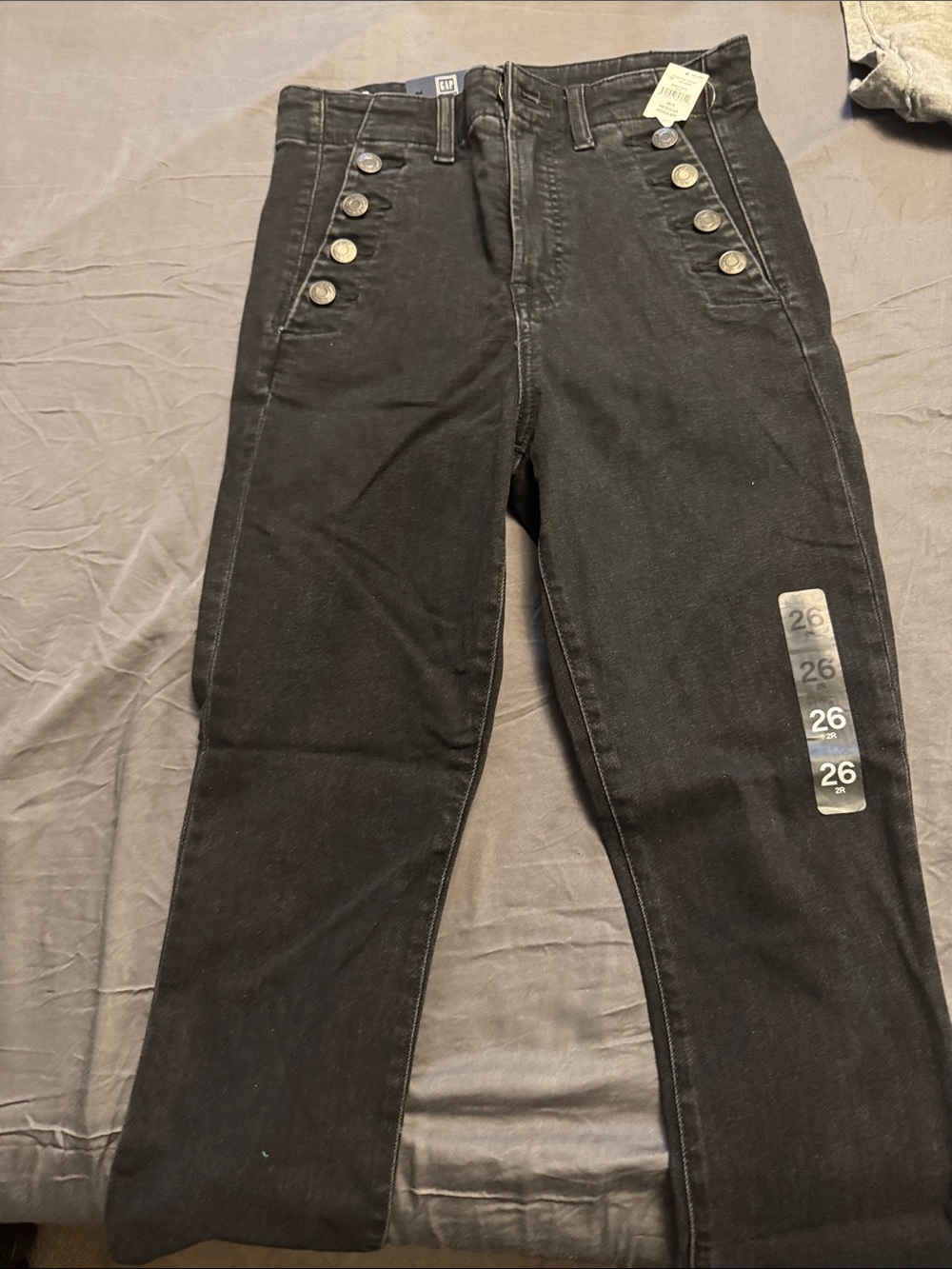 GAP High-Rise Black Sailor Button Jeans - Women